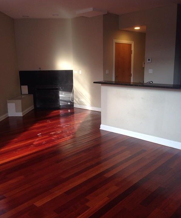 Living room, Fireplace, front door, Kitchen island