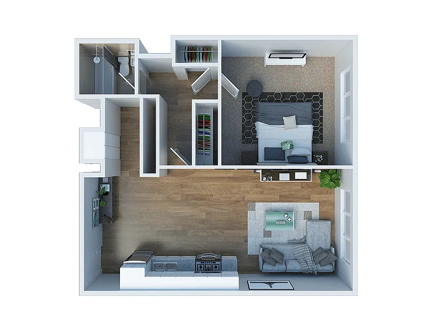 Floor plan 1BD, 1BTH RENOVATED