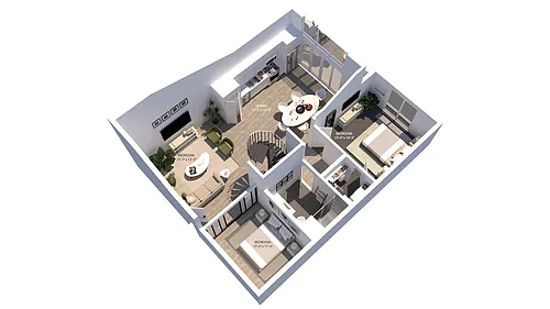 Floor plan 3 Bed 2 Bath Penthouse Loft