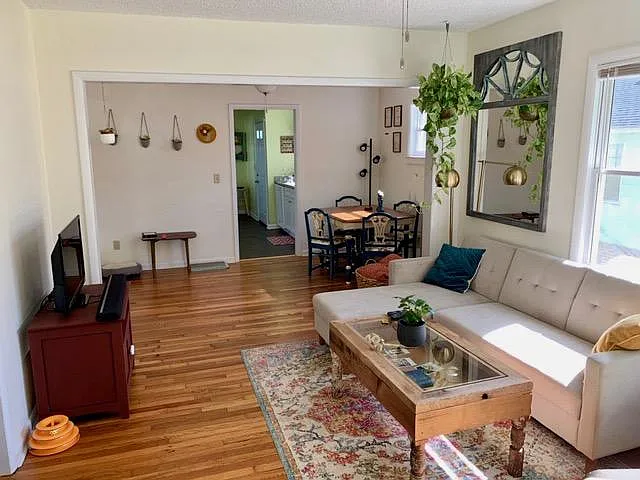Same perspective. View from the front door looking into the dining room. Great southern light all day. Again, note that house is not available furnished.