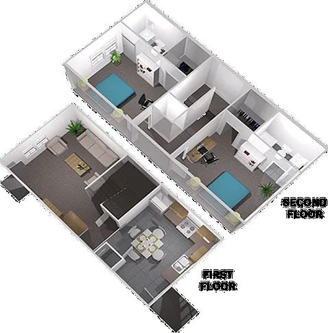 The Collective at Lubbock 2x2 Townhome Floor Plan The Collective at Lubbock 2x2 Townhome Floor Plan