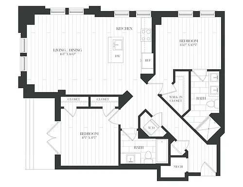 Floor plan 2 Bed/2 Bath-2B-4-The Claude
