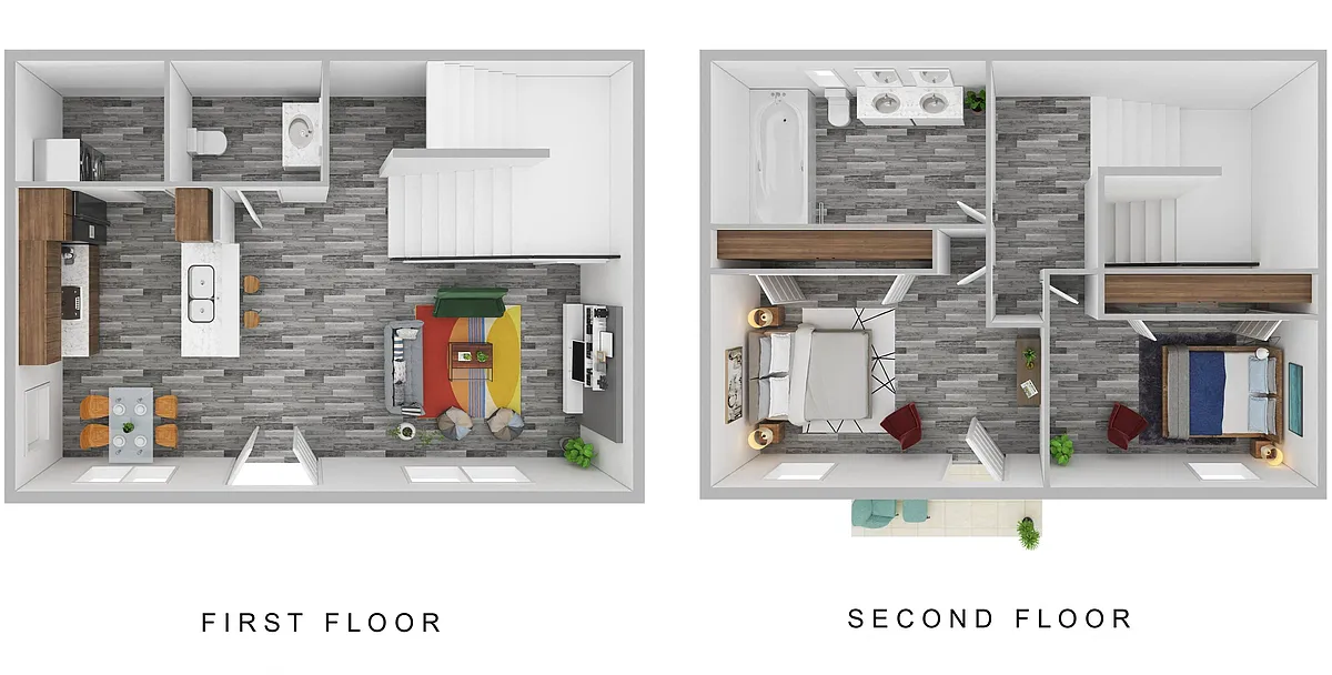 Floor plan Two Bedroom, 1.5 Bath