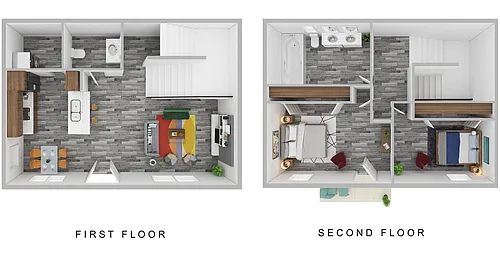 Floor plan Two Bedroom, 1.5 Bath