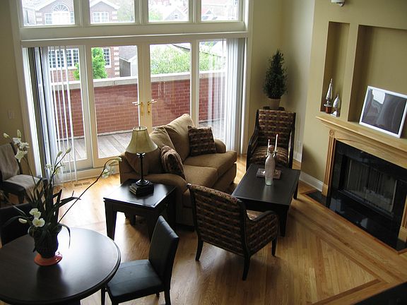 2 Story Celling in Living Rm - Cherry In-lay, wood burning F.P.