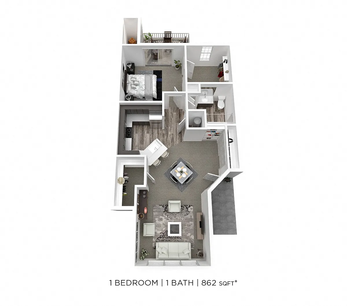 Floor plan One Bedroom - 862 sqft