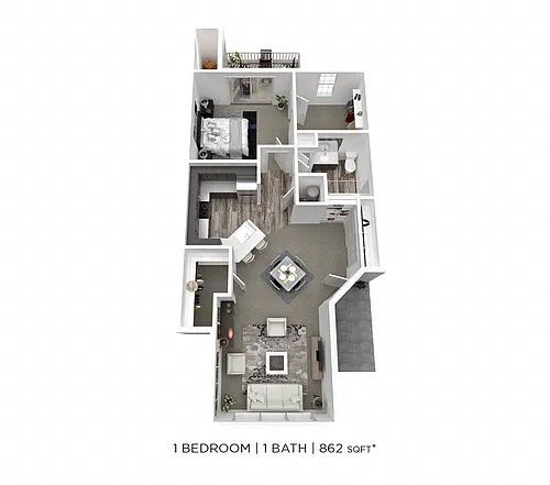 Floor plan One Bedroom - 862 sqft