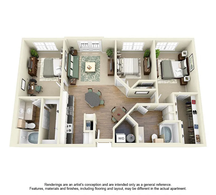 Floor plan C1 3 Bedroom 2 Bath