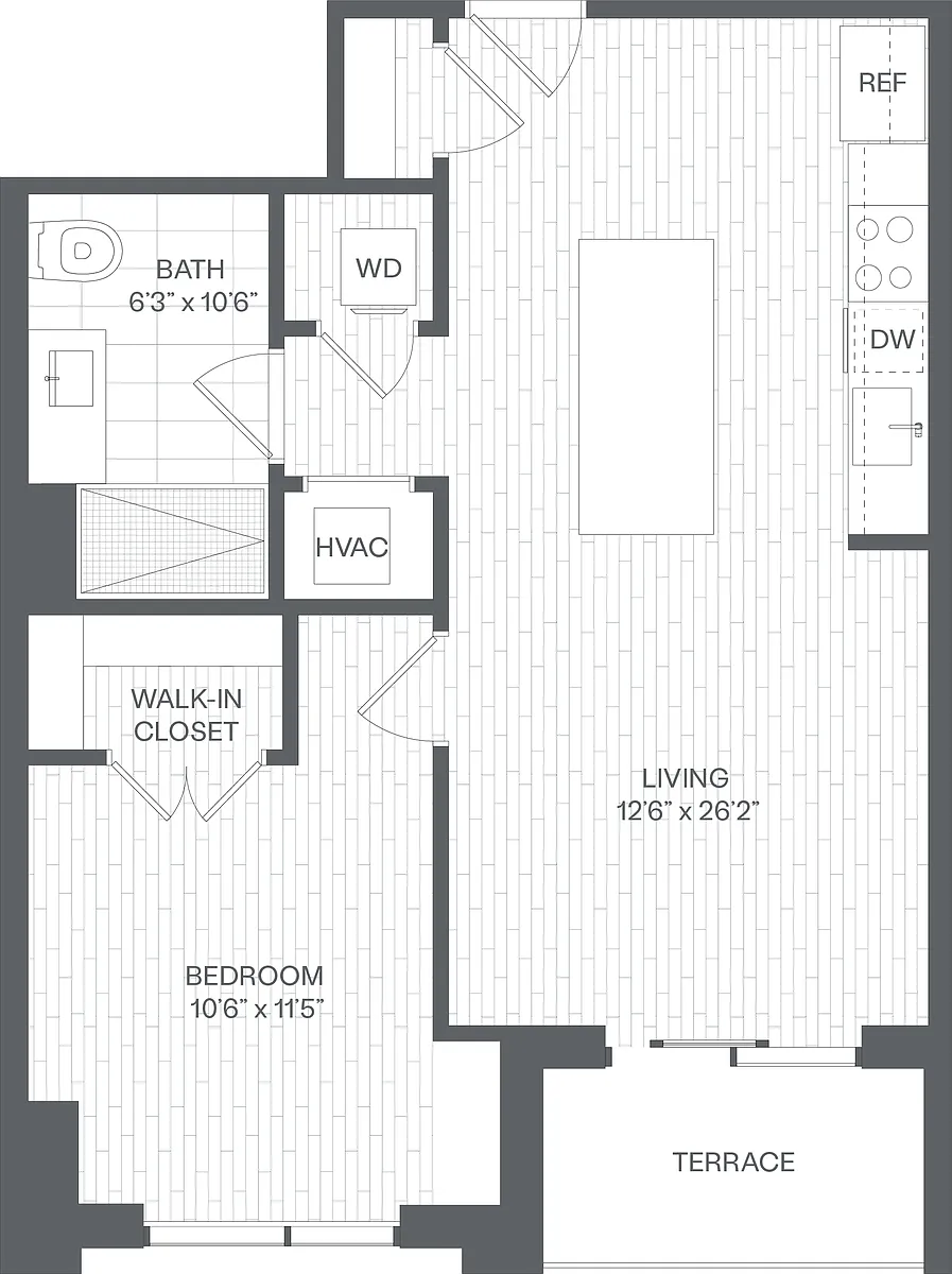 Floor plan 1 Bed/1 Bath-AD1