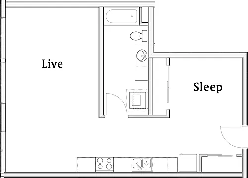 Floor plan 1 Bedroom K