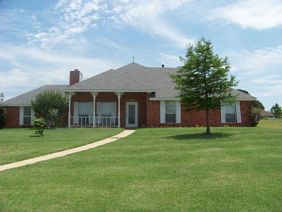 Front view. Cozy porch and shade trees