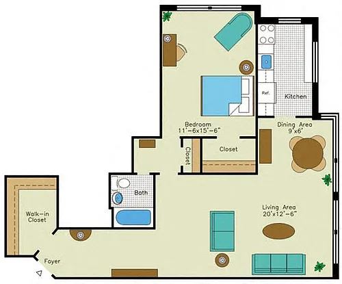 Floor plan 1 Bedroom G
