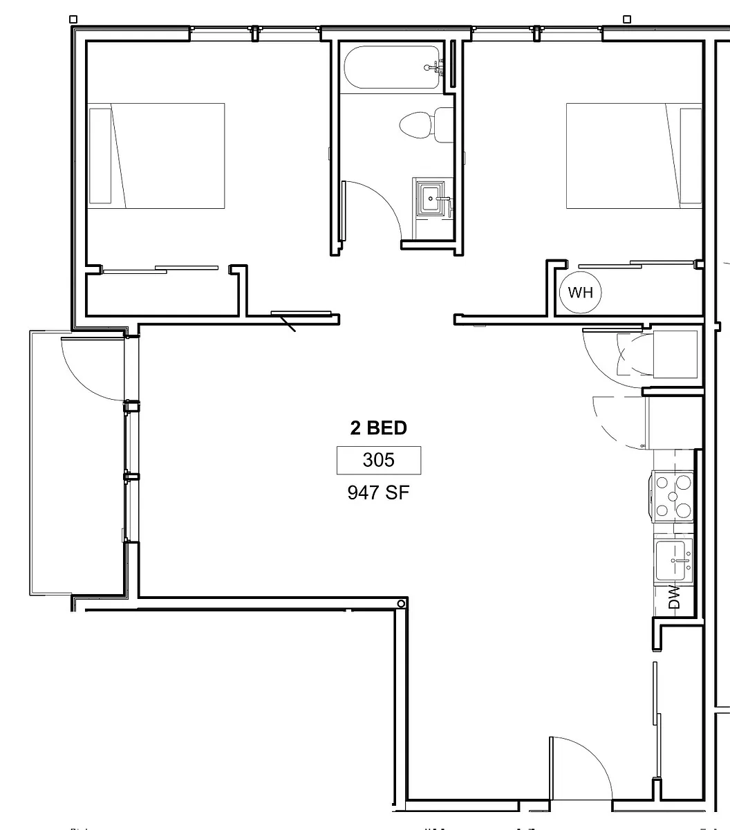 Floor plan 2bd 1ba N