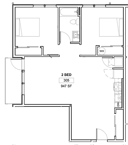 Floor plan 2bd 1ba N