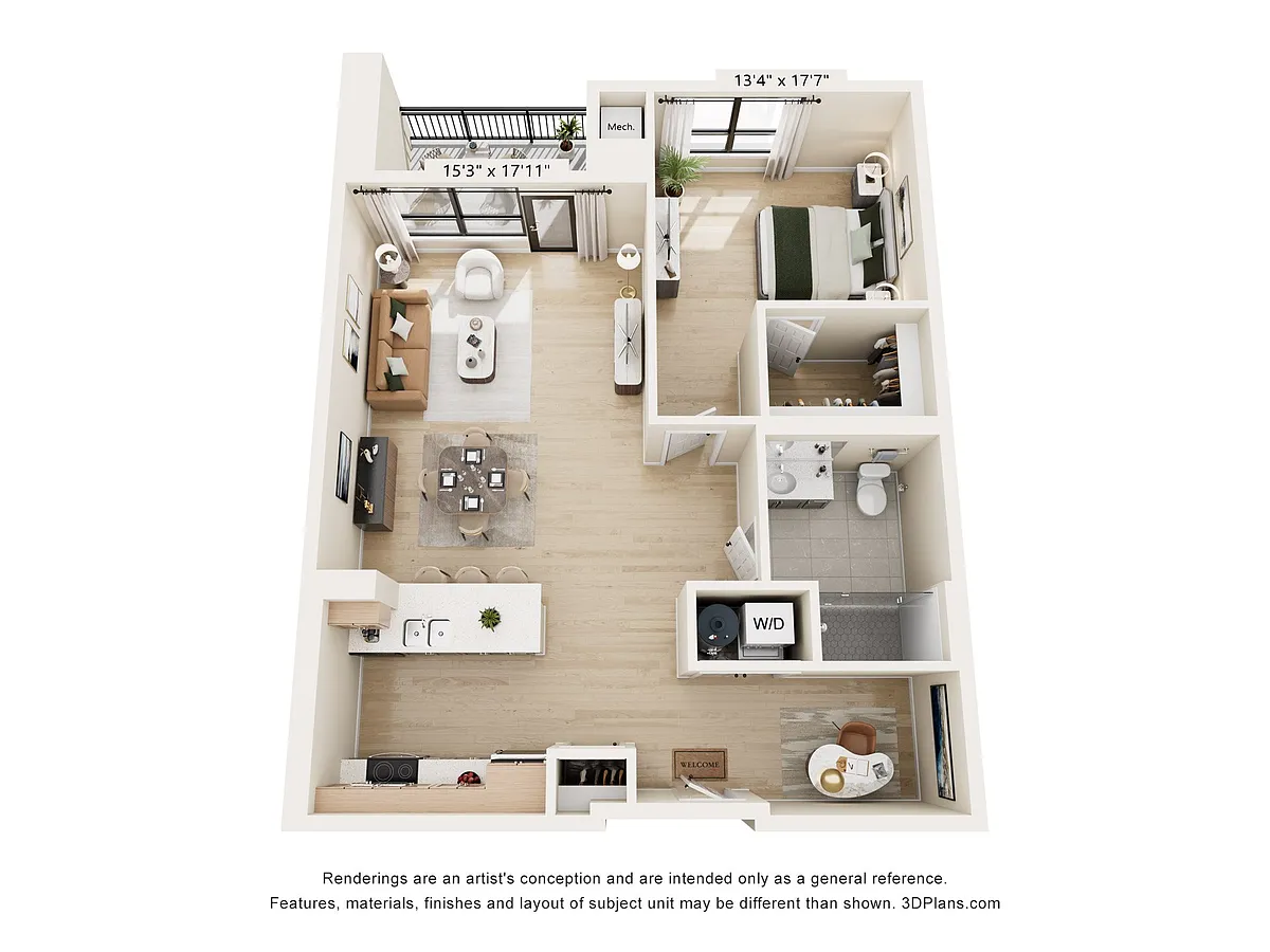 Floor plan D1 One Bed + Den
