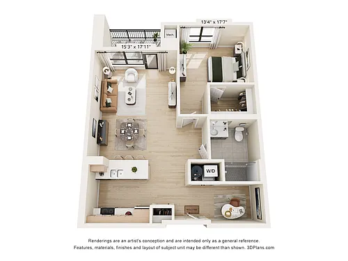 Floor plan D1 One Bed + Den
