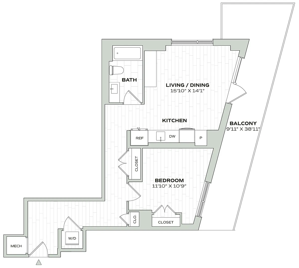 Floor plan 1 Bed/1 Bath - Alula - A07
