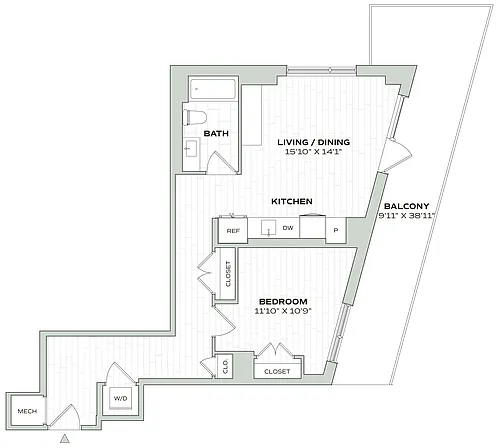 Floor plan 1 Bed/1 Bath - Alula - A07