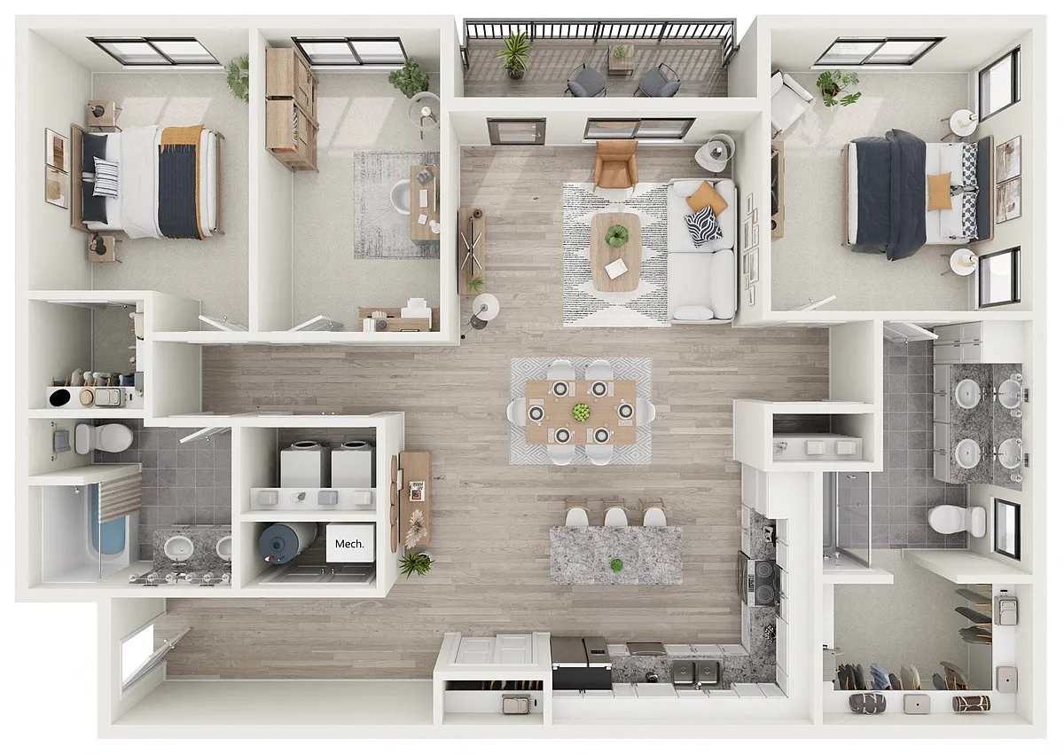 Floor plan Walnut - Stacked Flat