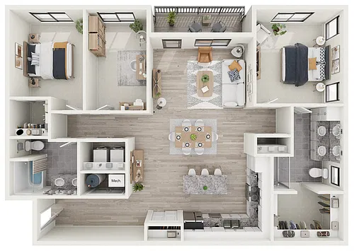 Floor plan Walnut - Stacked Flat