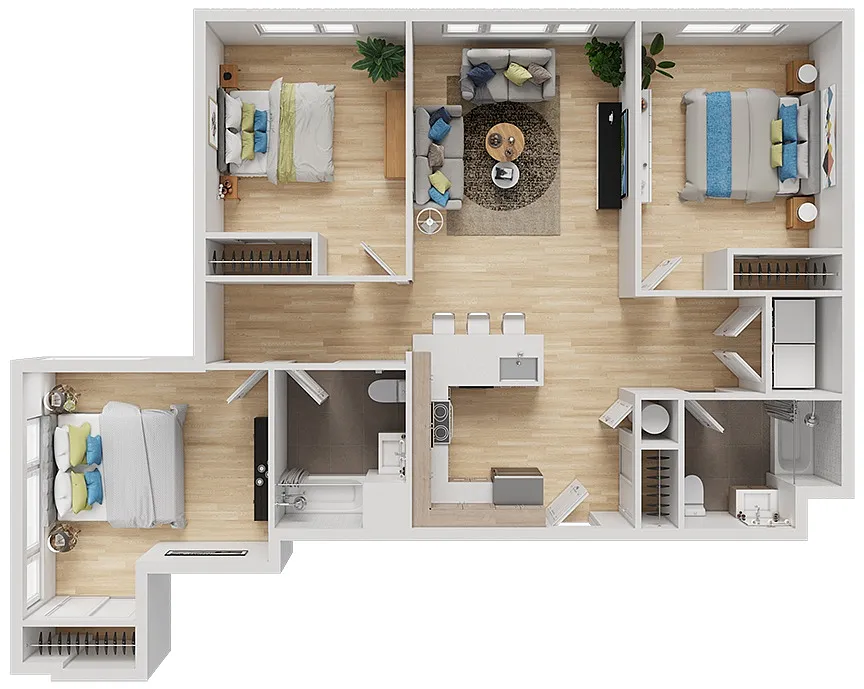 Floor plan Three Bedroom / Two Bath