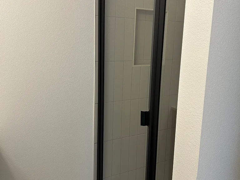 Shower with glass doors