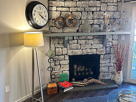 Cozy wood-burning fireplace