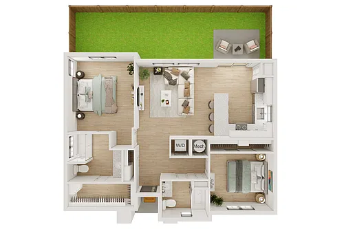 Floor plan 2BR/2BA - B1