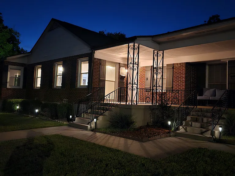 2320 Tremont at night, with new solar-powered sidewalk lighting. Welcome home.