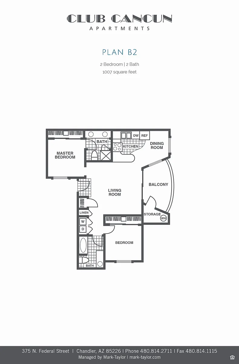 Floor plan Two Bedroom/Two Bath (b2-043)