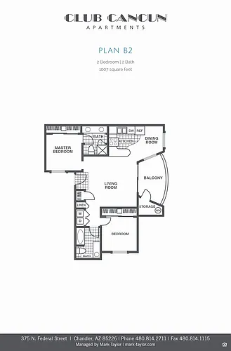 Floor plan Two Bedroom/Two Bath (b2-043)