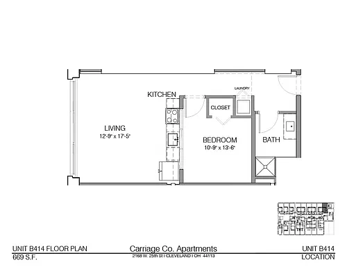 Floor plan c1-669 - 1 bed, 1 bath