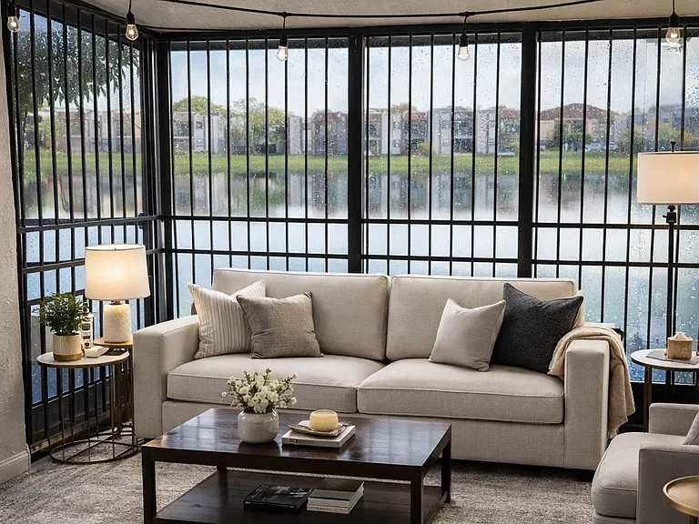 The patio with the view of the lake