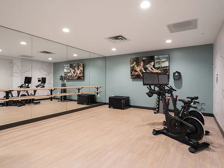 Stay active with spin bikes in the community yoga/spin studio connected to the fitness center.
