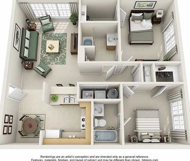 2B floor plan Heritage Apartments