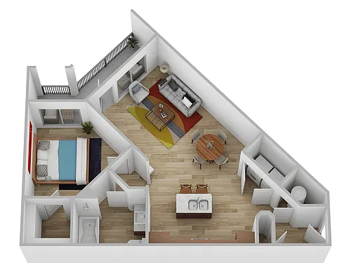 Floor plan 1 Bed, 1 Bath B (80% Income Restricted)