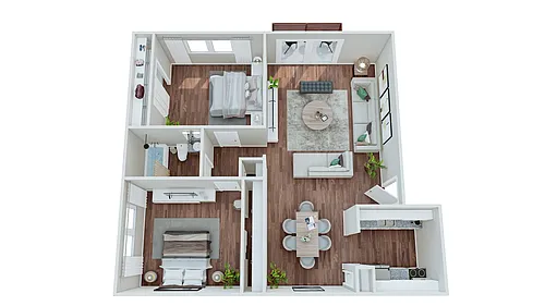 Floor plan Peak - 2x1 - 860 sqft Premium