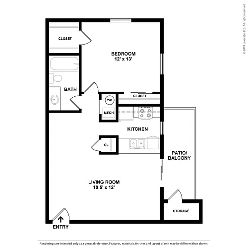 Floor plan 1x1 Large Upgrade