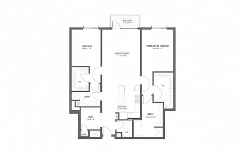 Floor plan 2BR HH Den