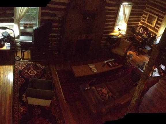 Looking down on great room