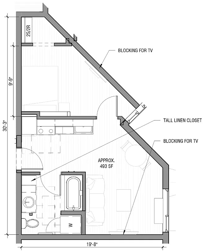 Floor plan Type B 1 Bedroom