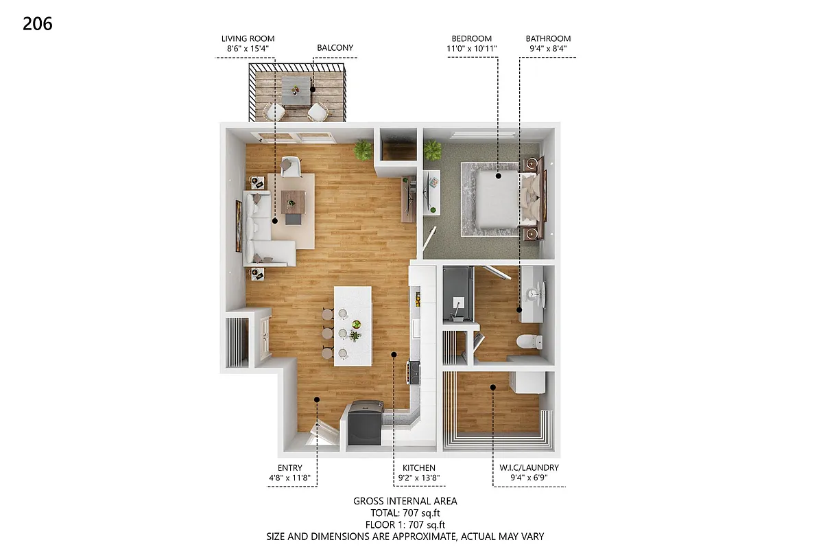 Floor plan One Bedroom Type 3 LUMINA