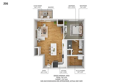 Floor plan One Bedroom LUMINA