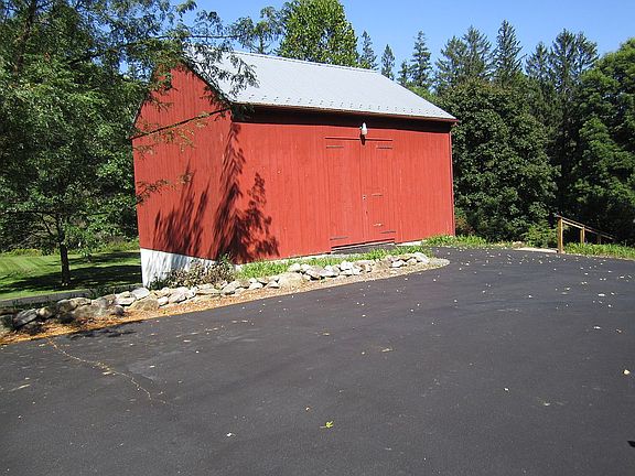 barn and parking area