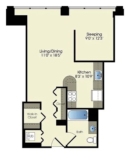 Floor plan convertible / 1 bath (T10)
