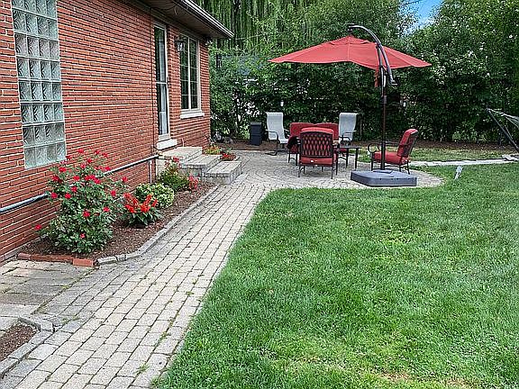 side view of back yard