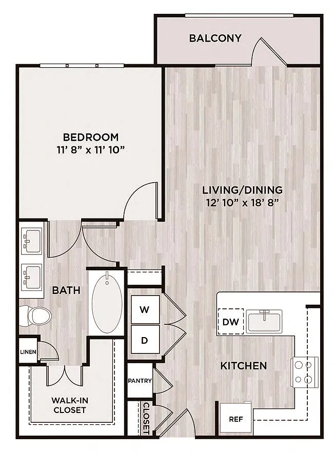 Floor plan 1BR 1BA (780 SF)