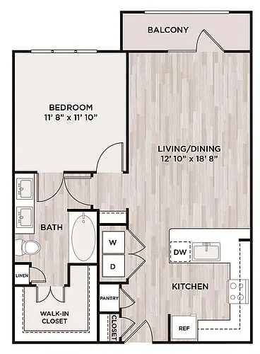 Floor plan 1BR 1BA (780 SF)