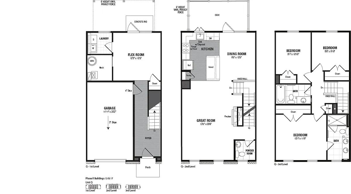 Floor plan 3 Bed 2.5 Bath TH-Q