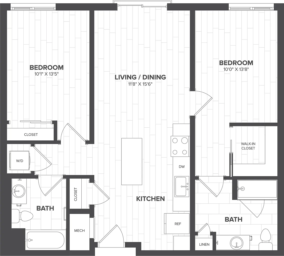 Floor plan 2 Bed-2 Bath-B2
